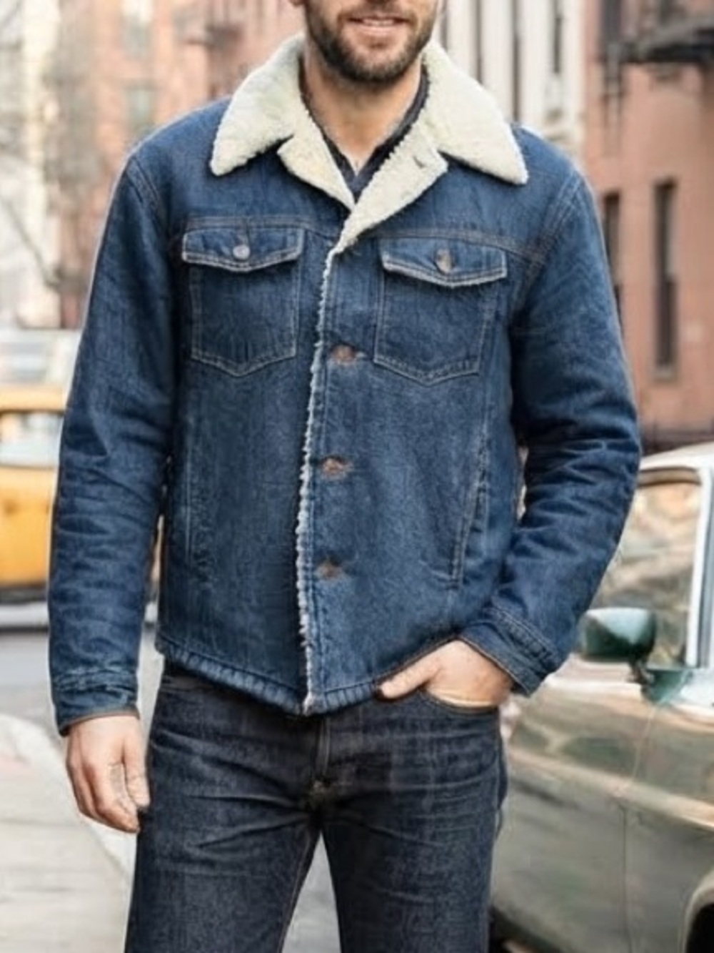Vintage Carhartt Sherpa Lined Denim Jacket Rugged Workwear Farm Worn Heritage
